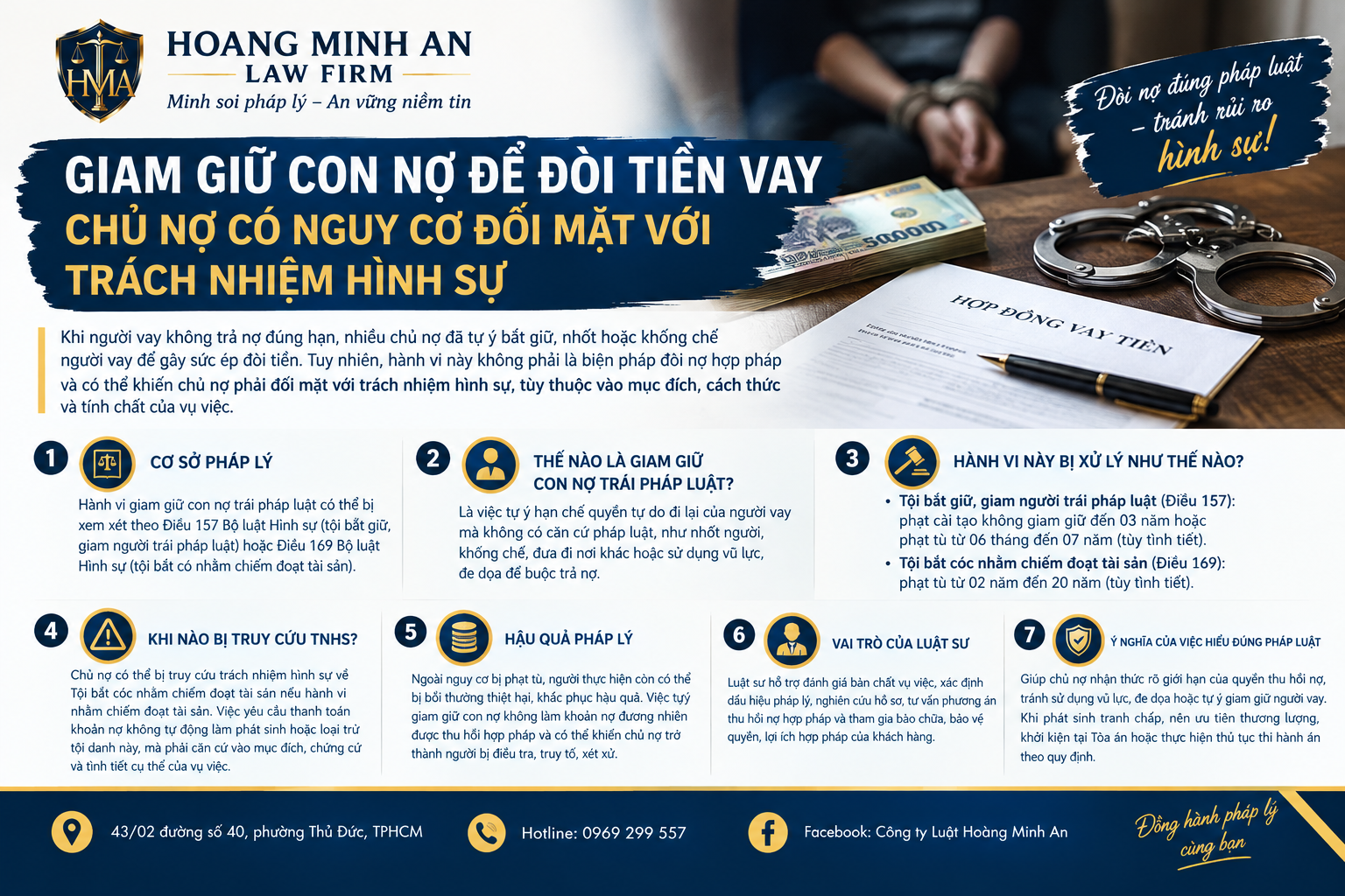 Luật Hoàng Minh An GIAM GIỮ CON NỢ ĐỂ ĐÒI TIỀN VAY – CHỦ NỢ CÓ NGUY CƠ ĐỐI MẶT VỚI TRÁCH NHIỆM HÌNH SỰ Luật Hoàng Minh An